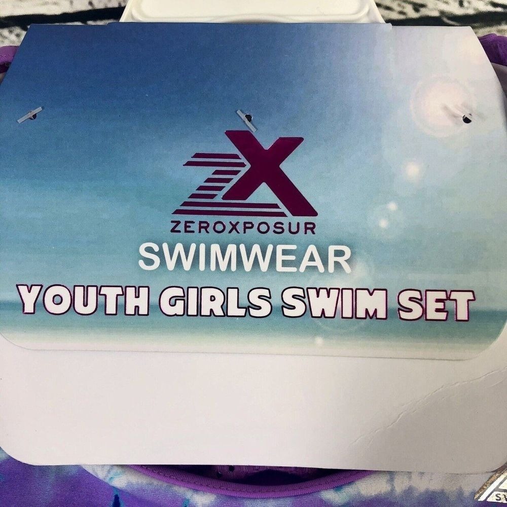 Zero Exposure‎ Swim Set Youth Girls Long Sleeve Rash Guard Swimsuit [10-12] NEW - Picture 4 of 5